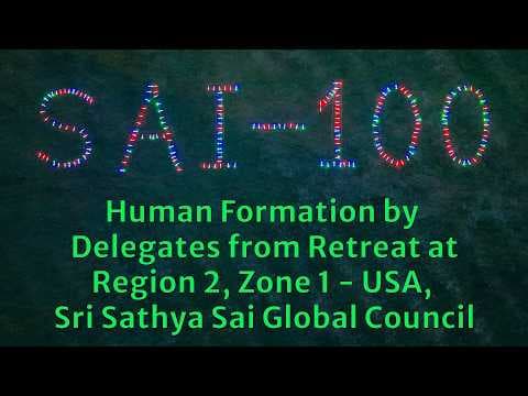 SAI - 100 | Human Formation by delegates from Region 2, Zone 1 - USA, Sri Sathya Sai Global Council